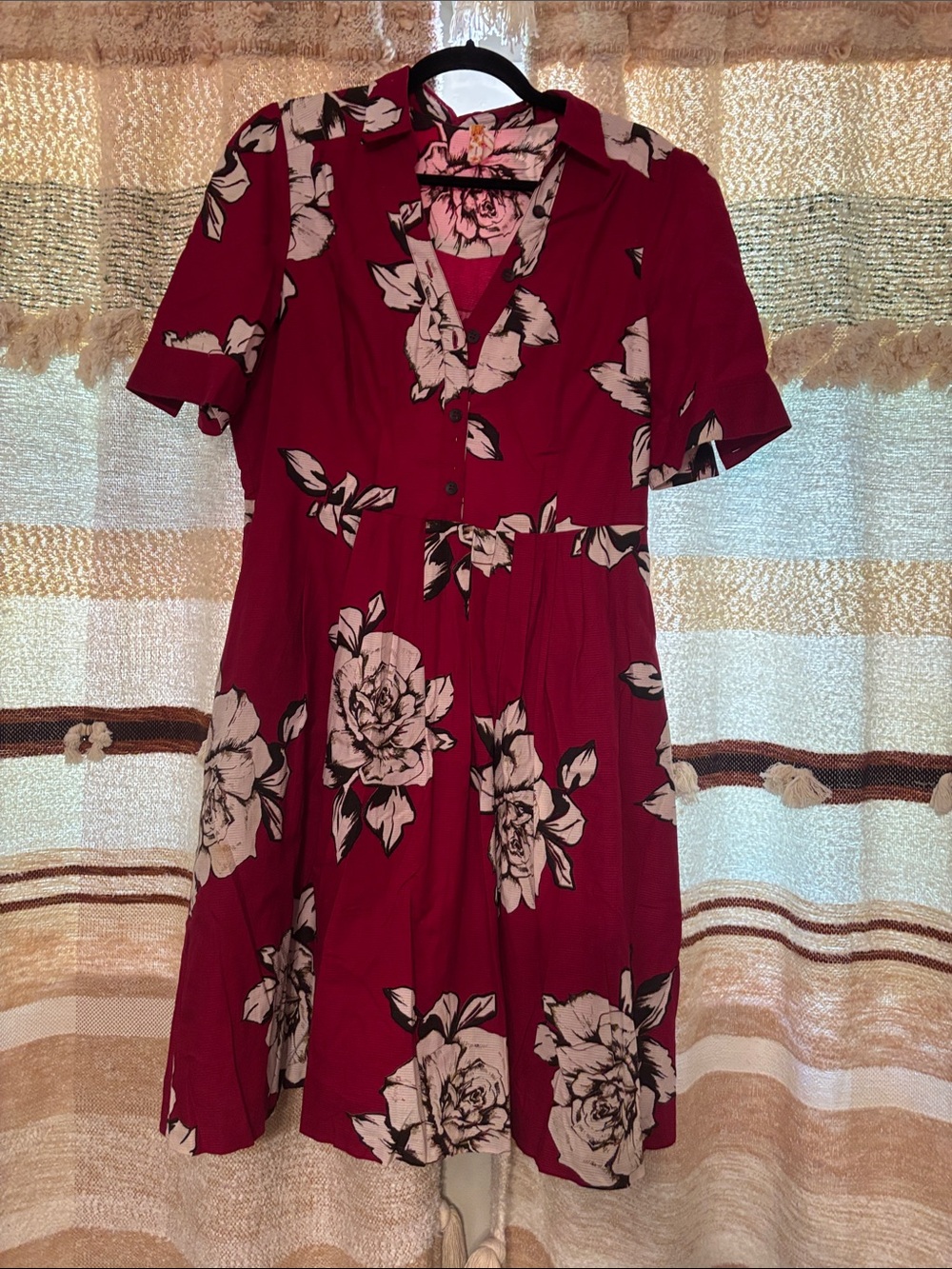 Maeve Burgundy Floral Midi Dress